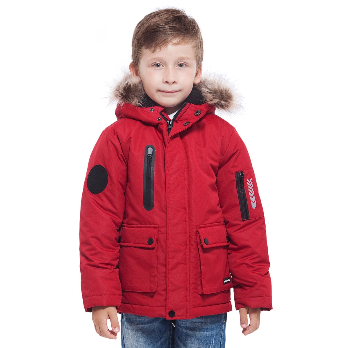 Boys' Parka Jacket with Faux Fur Insulated Hood Rokka & Rolla