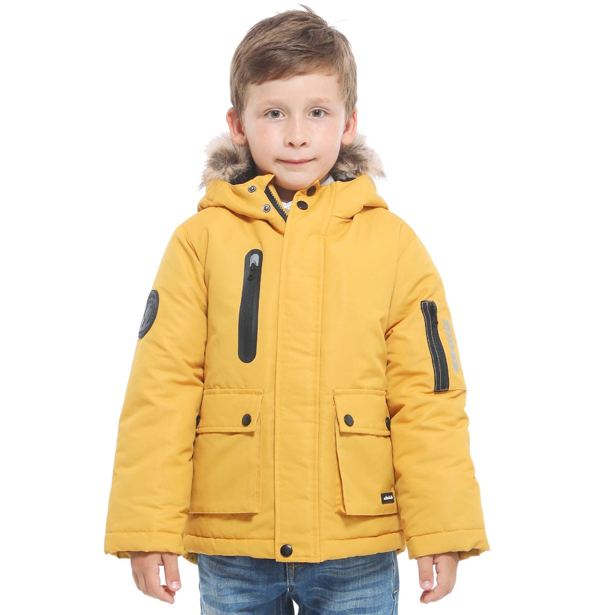 Boys' Parka Jacket with Faux Fur Insulated Hood Rokka & Rolla