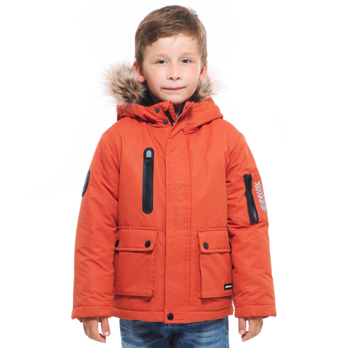 Boys' Parka Jacket with Faux Fur Insulated Hood Rokka & Rolla