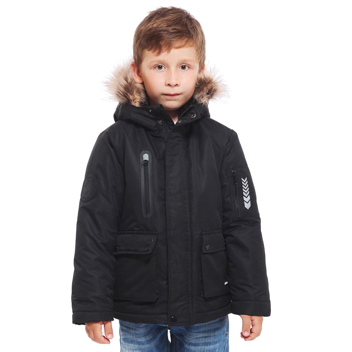 Boys' Parka Jacket with Faux Fur Insulated Hood Rokka & Rolla
