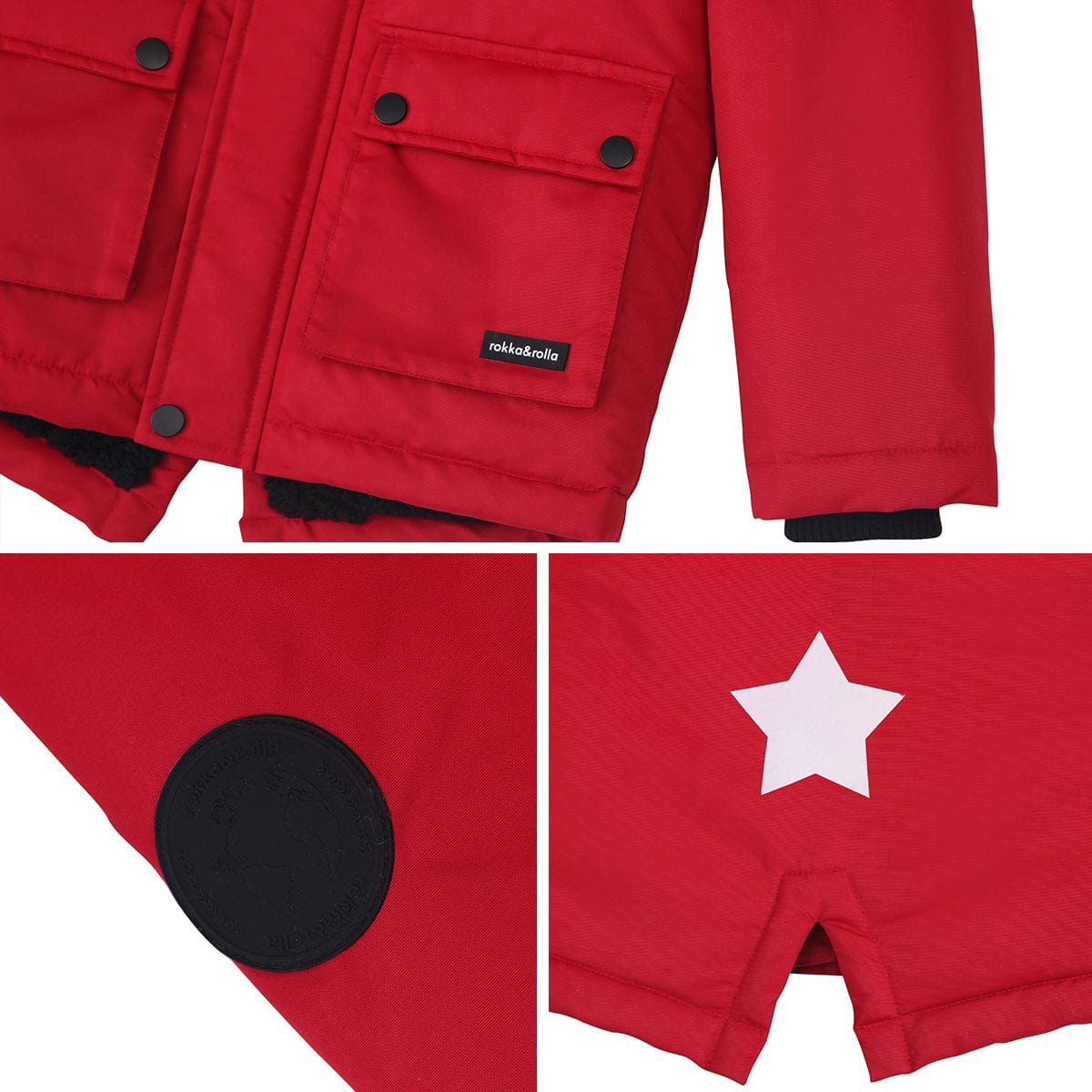 Boys' Parka Jacket with Faux Fur Insulated Hood Rokka & Rolla