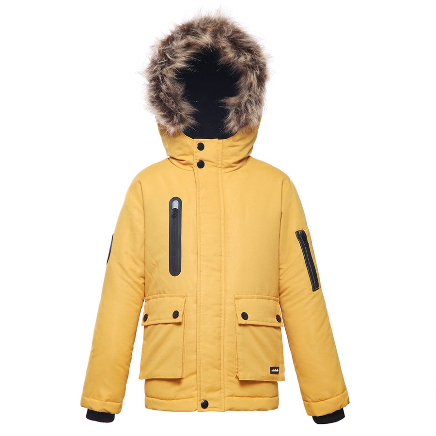 Boys' Parka Jacket with Faux Fur Insulated Hood XS (4-5) / Golden Rod Rokka & Rolla