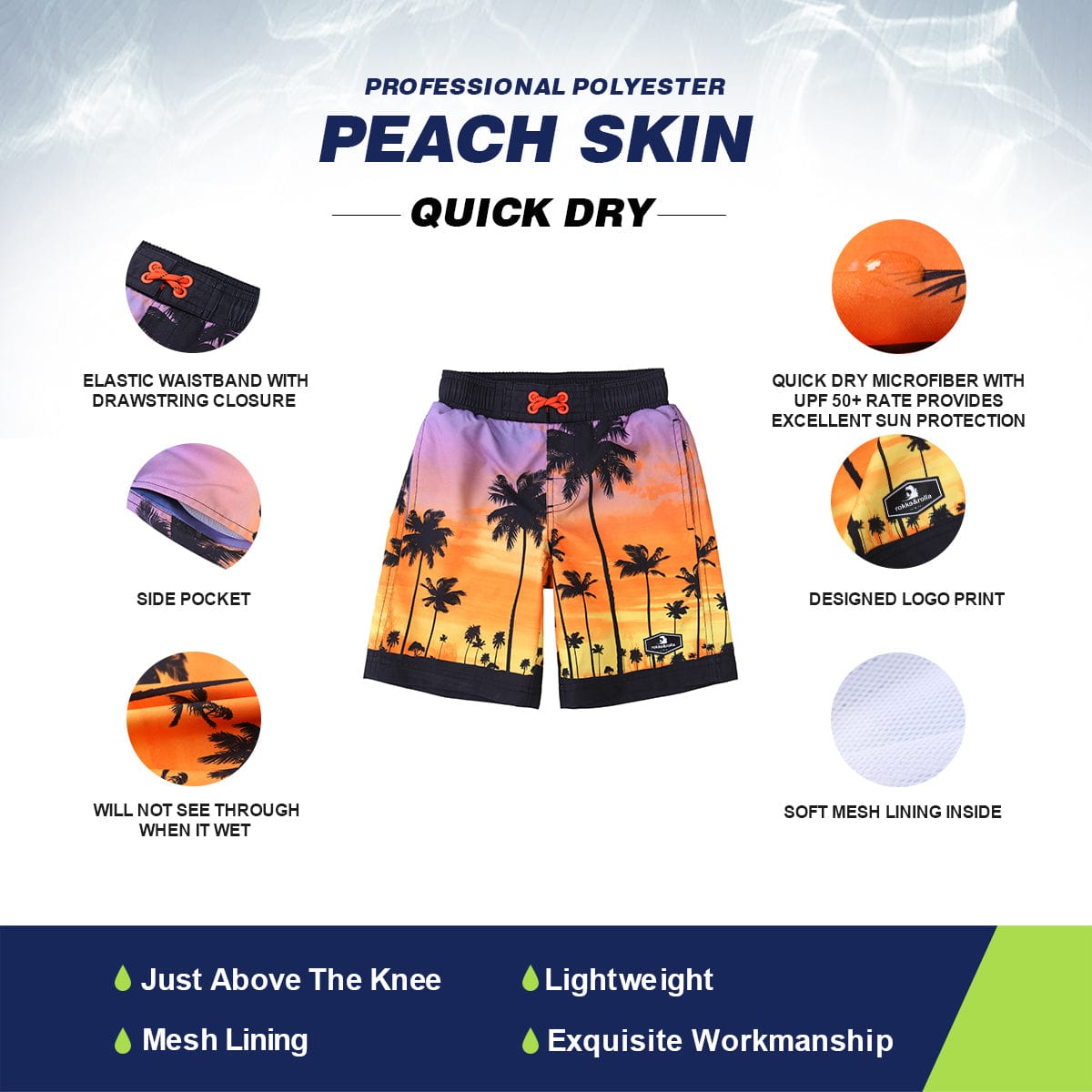 Boys' Quick Dry Mesh Lined Swim Trunks Swimwear Rokka & Rolla
