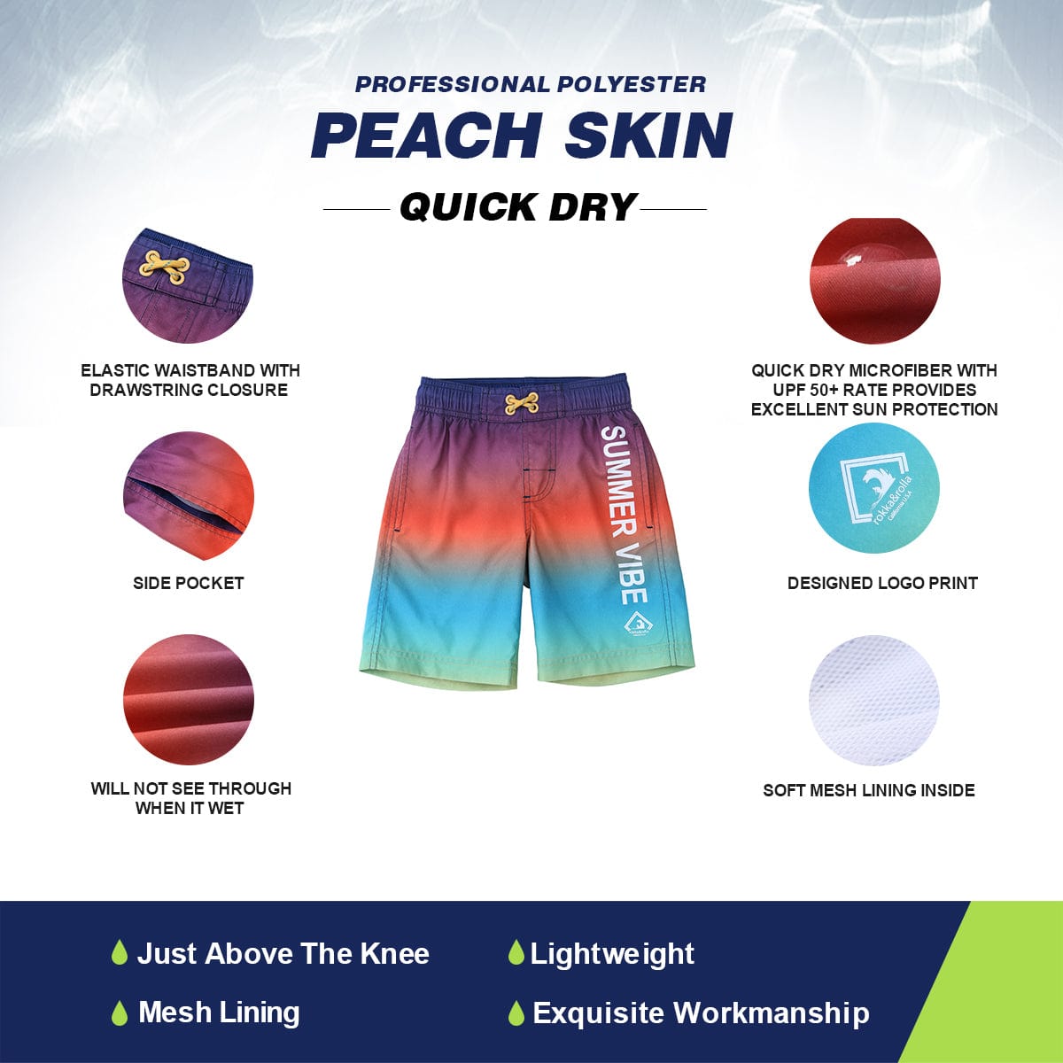 Boys' Quick Dry Mesh Lined Swim Trunks Swimwear Rokka & Rolla