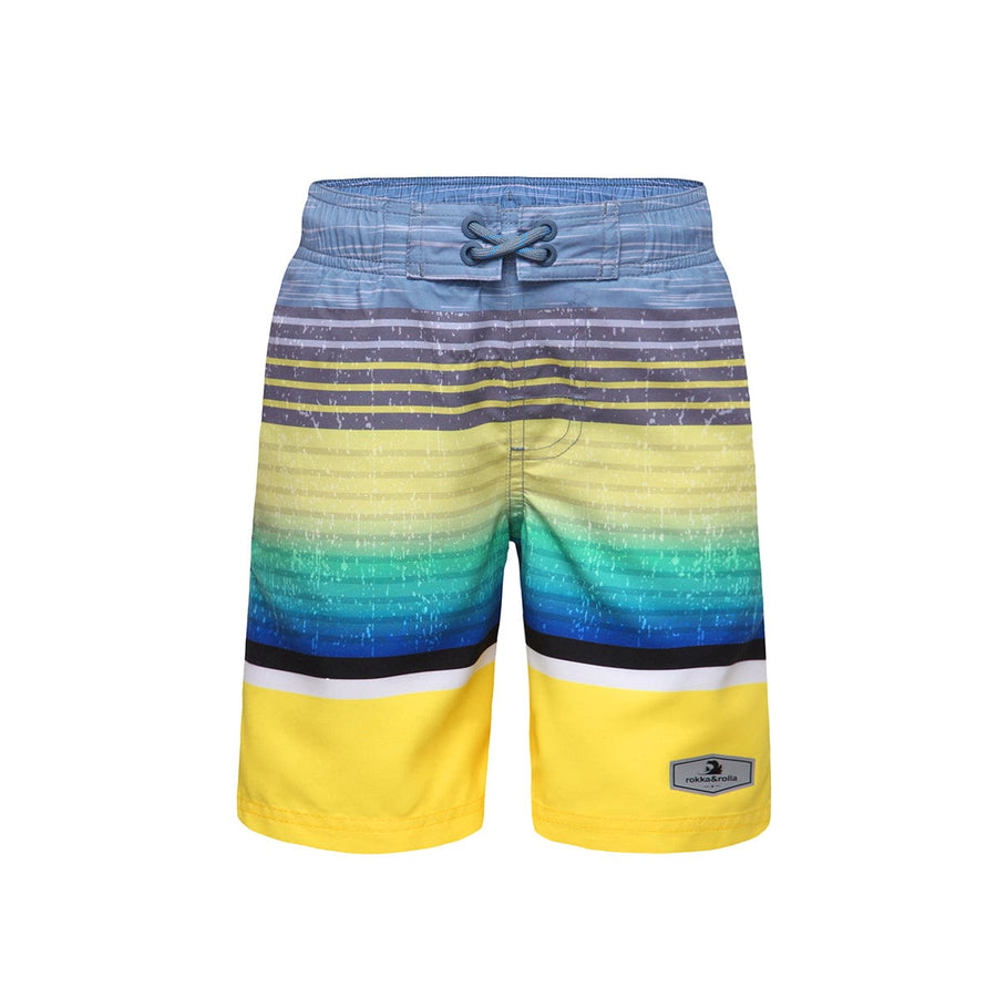 Boys' Quick Dry Mesh Lined Swim Trunks Swimwear XS (4-5) / Yellow Stripes Rokka & Rolla