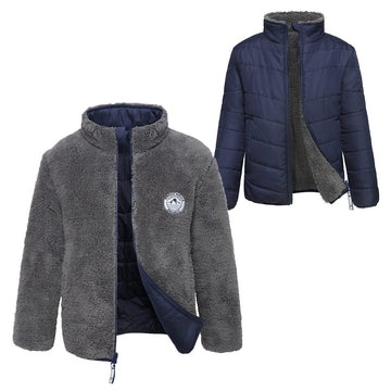 Boys' Reversible Sherpa Fleece Puffer Jacket XS (4-5) / Dark Grey/Night Sky Rokka & Rolla