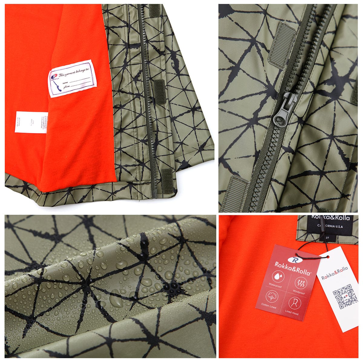 Boys' Waterproof Rubber Slicker Rain Jacket Rain Suits Rokka & Rolla