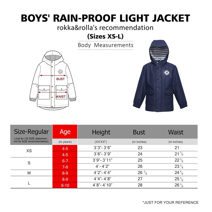 Boys' Waterproof Rubber Slicker Rain Jacket Rain Suits Rokka & Rolla