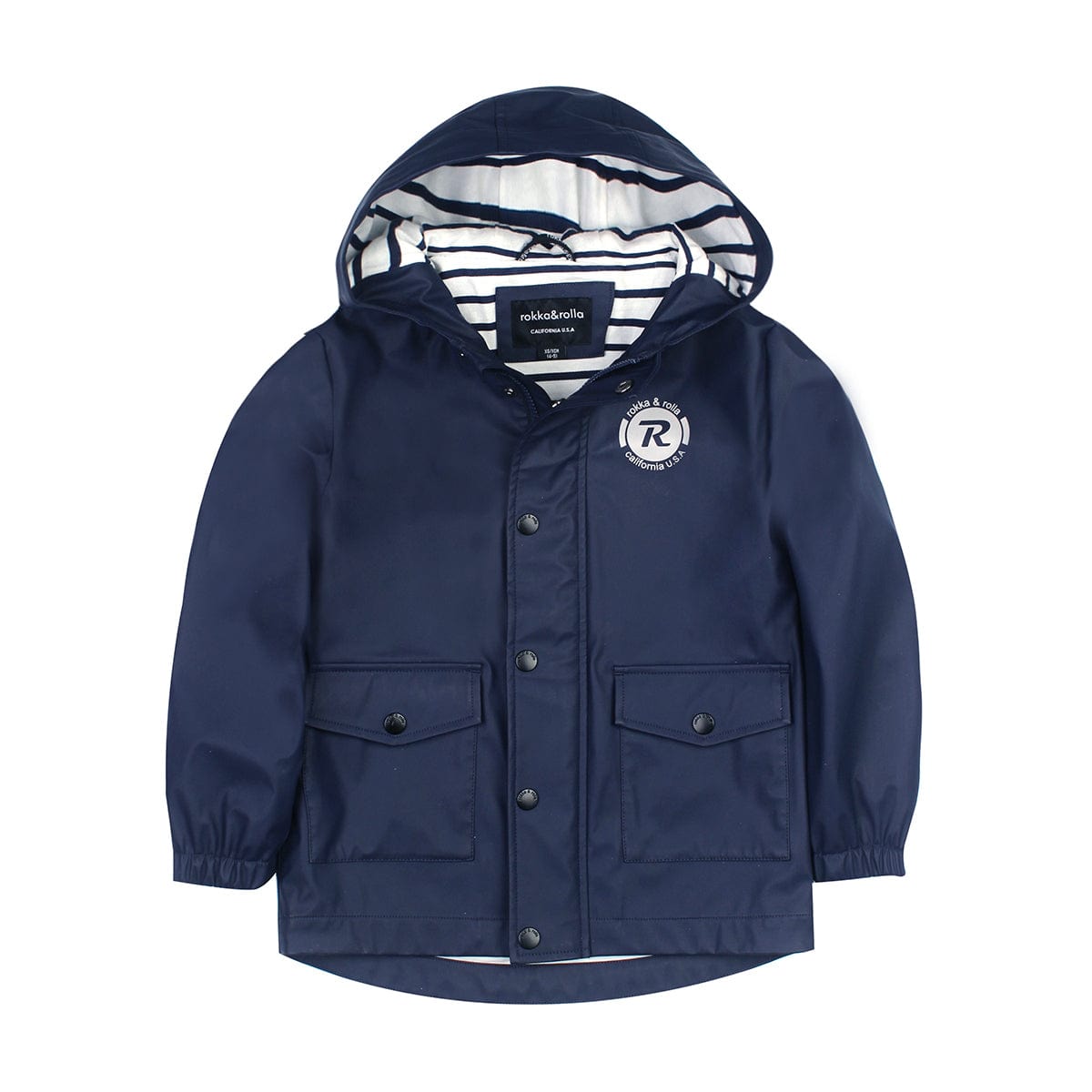 Boys' Waterproof Rubber Slicker Rain Jacket Rain Suits XS (4-5) / Peacoat Navy Rokka & Rolla