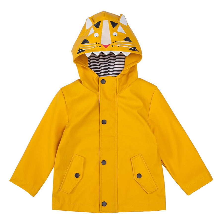 Boys' Waterproof Rubber Slicker Rain Jacket Rain Suits XS (4-5) / Yellow Tiger Rokka & Rolla
