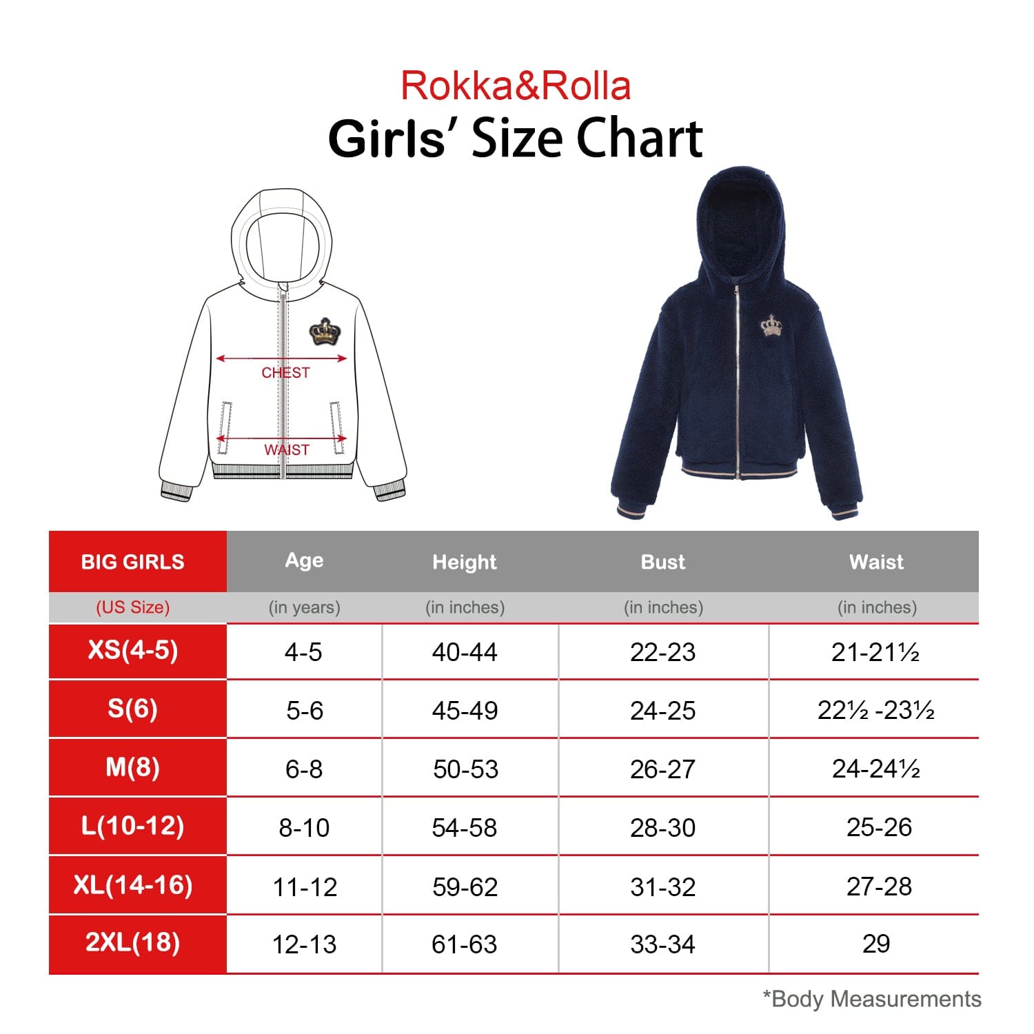 Girl's Sherpa Fleece Lined Jacket Rokka & Rolla