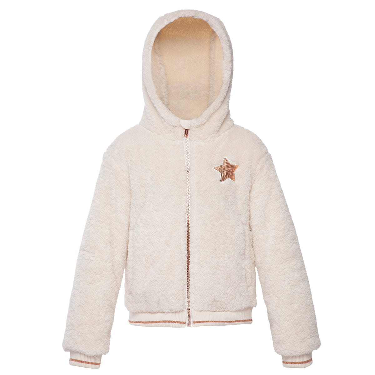 Girl's Sherpa Fleece Lined Jacket XS / Beige Rokka & Rolla