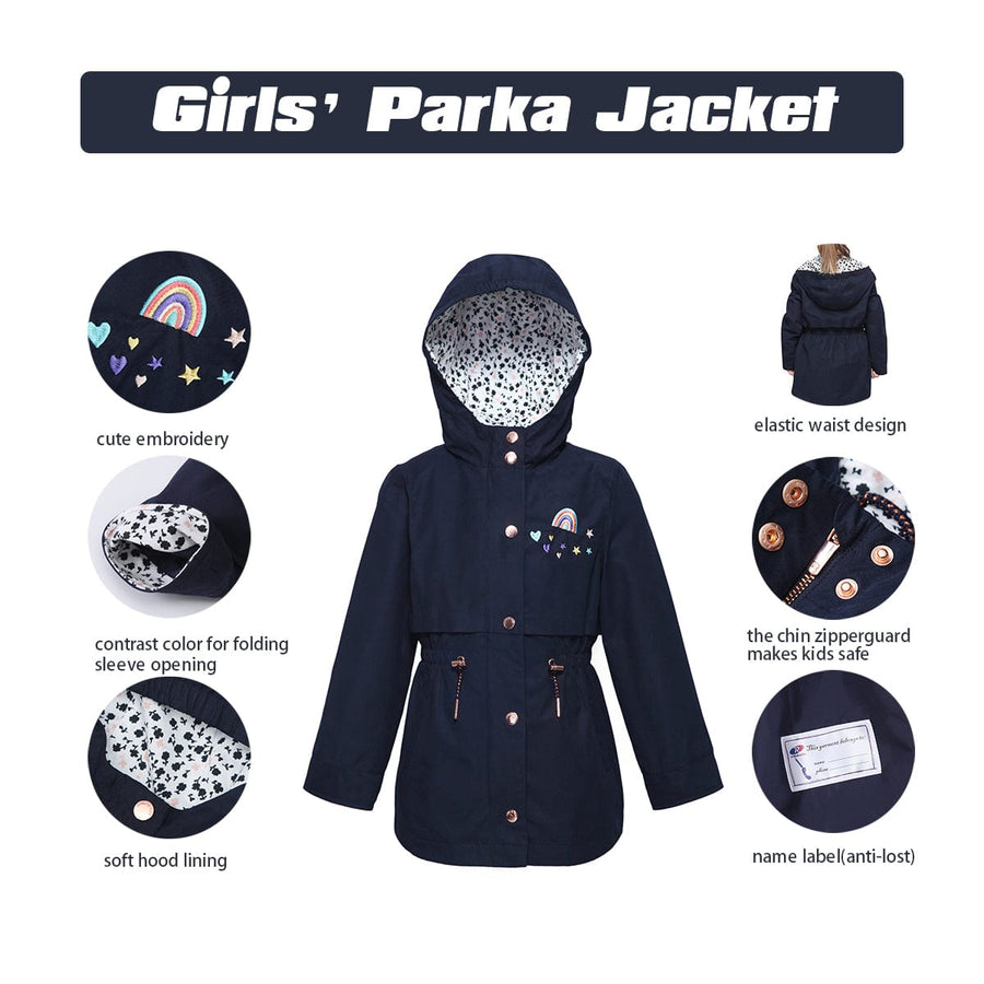 Girls' Casual Hooded Trench Coat Jacket Rokka & Rolla