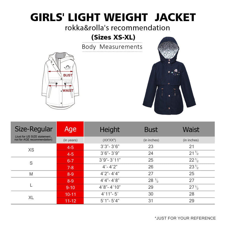 Girls' Casual Hooded Trench Coat Jacket Rokka & Rolla