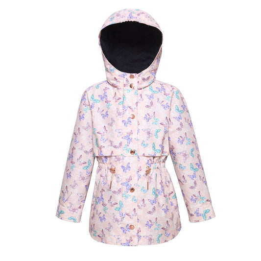 Girls' Casual Hooded Trench Coat Jacket XS (4-5) / Butterfly Pink Rokka & Rolla