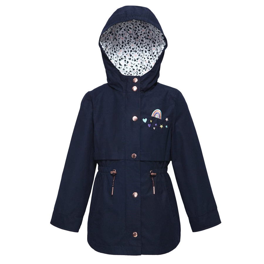 Girls' Casual Hooded Trench Coat Jacket XS (4-5) / Night Sky Rokka & Rolla