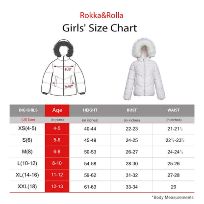 Girls' Heavyweight Puffer Jacket Bubble Coat Rokka & Rolla