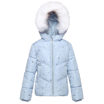 Girls' Heavyweight Puffer Jacket Bubble Coat XS (4-5) / Blue Fog Star Rokka & Rolla