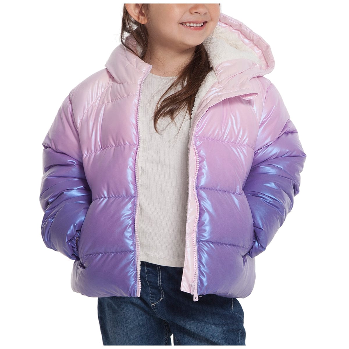 Girls' Heavyweight Puffer Jacket Sherpa Lined Bubble Coat Coats & Jackets Rokka & Rolla