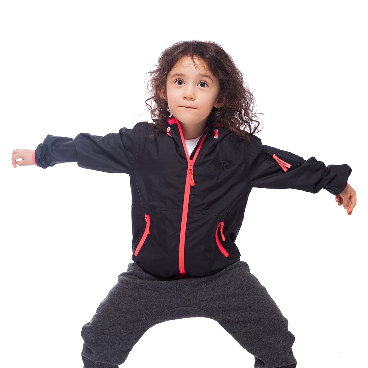 Girls' Lightweight Hooded Windbreaker Rain Jacket - Rokka & Rolla