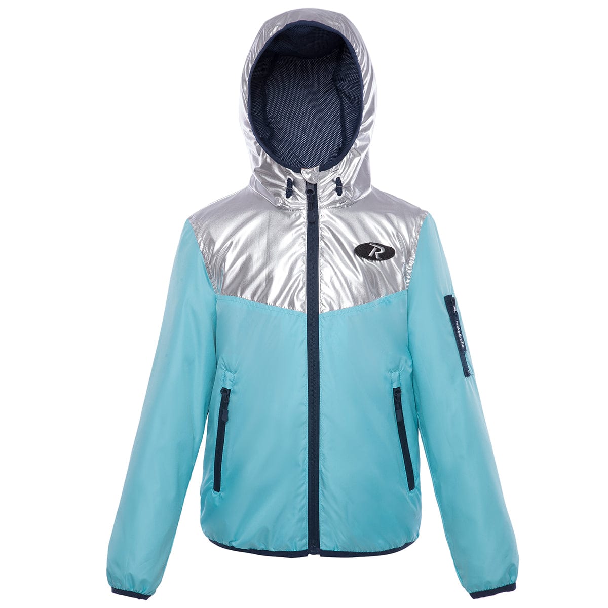 Girls' Lightweight Hooded Windbreaker Coats & Jackets S (6) / Metallic Teal Rokka & Rolla