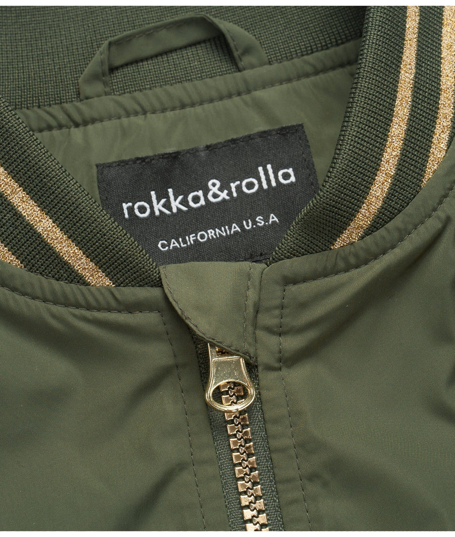 Girls' Lightweight Varsity Bomber Flight Jacket Coats & Jackets Rokka & Rolla