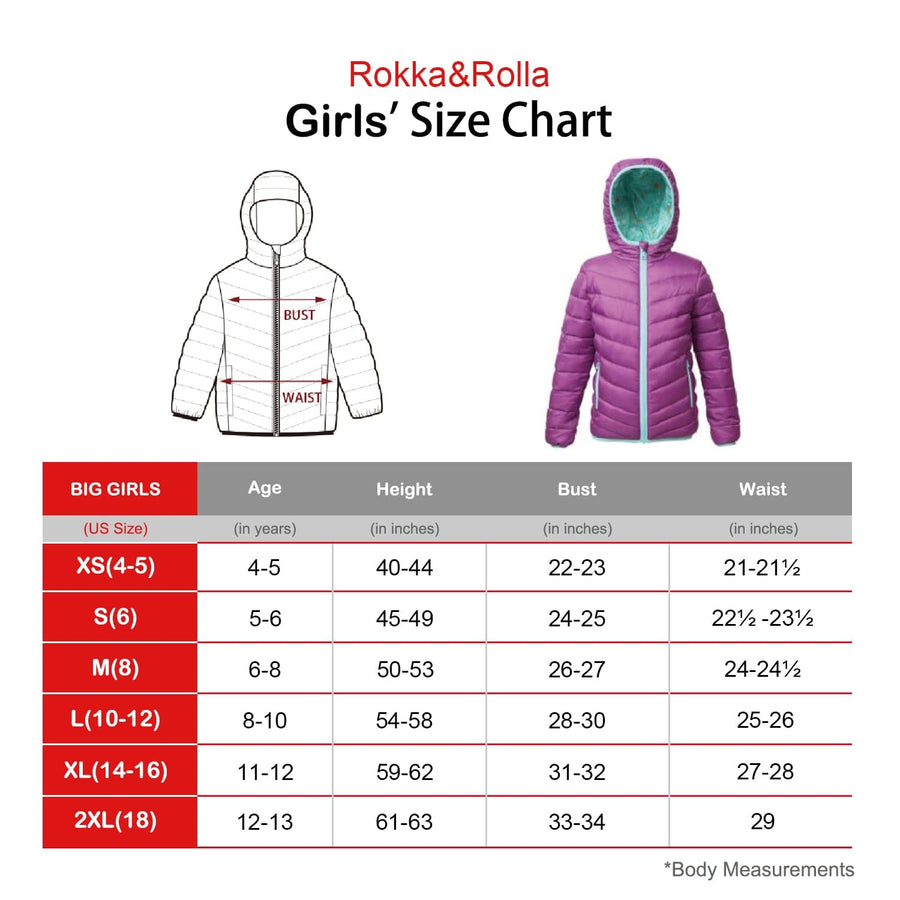 Girls' Reversible Lightweight Puffer Jacket Rokka & Rolla