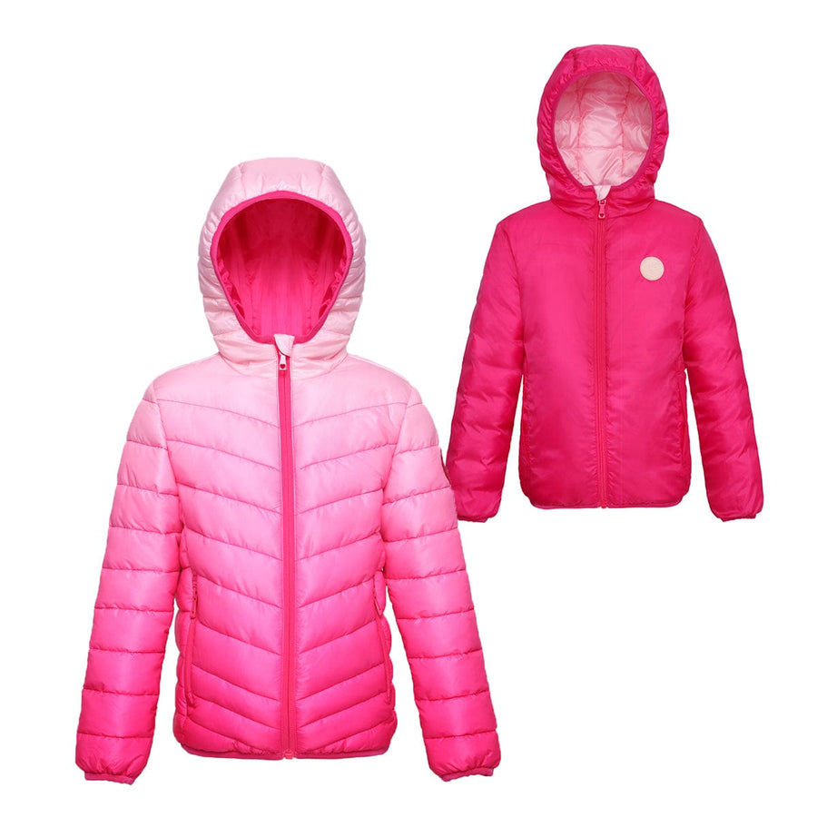 Girls' Reversible Lightweight Puffer Jacket XS (4-5) / Rose Pink Ombre Rokka & Rolla