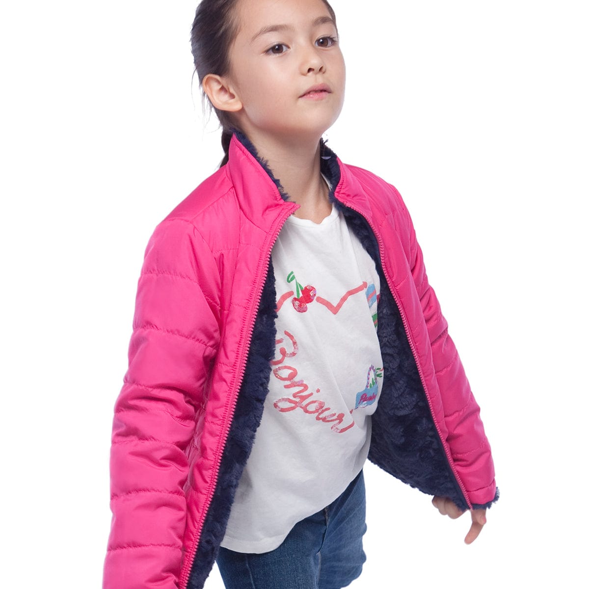 Girls' Reversible Sherpa Fleece Puffer Jacket Rokka & Rolla