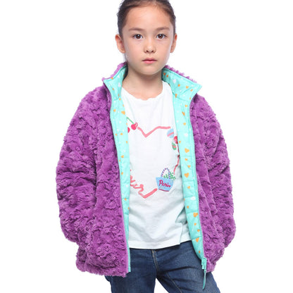 Girls' Reversible Sherpa Fleece Puffer Jacket Rokka & Rolla