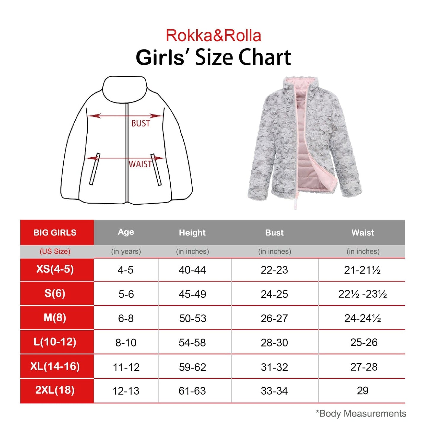 Girls' Reversible Sherpa Fleece Puffer Jacket Rokka & Rolla