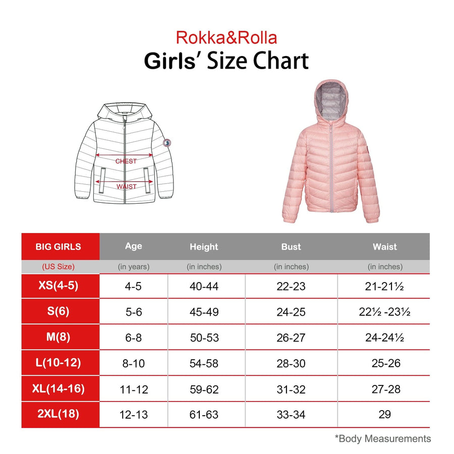 Girls' Ultra Light Packable Down Puffer Jacket Rokka & Rolla
