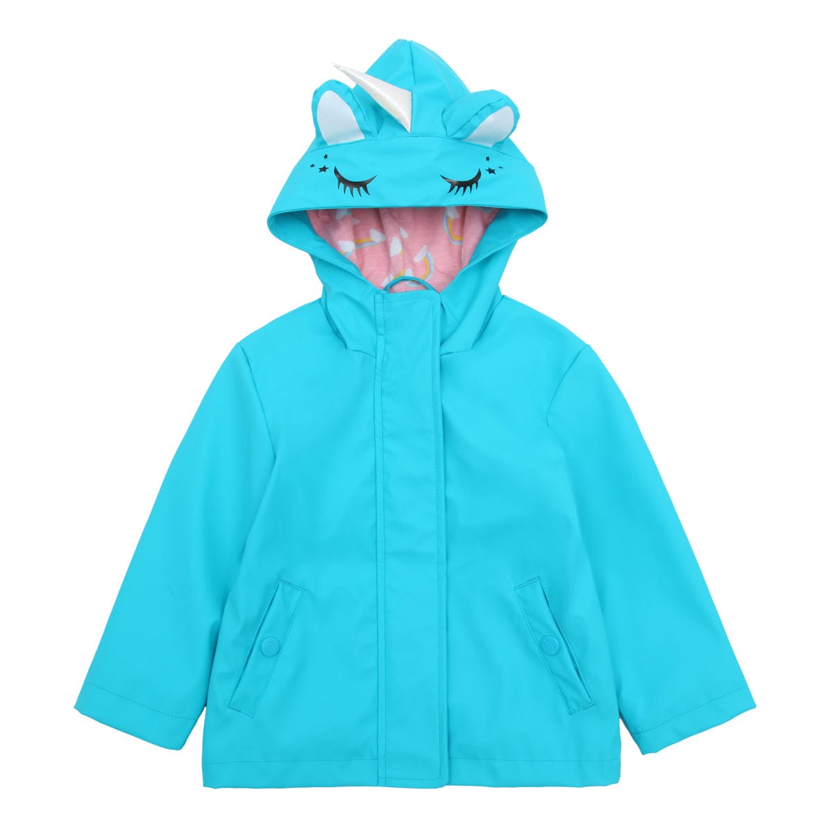 Girls' Waterproof Rubber Slicker Rain Jacket Rain Suits 2T / Teal Unicorn Rokka & Rolla