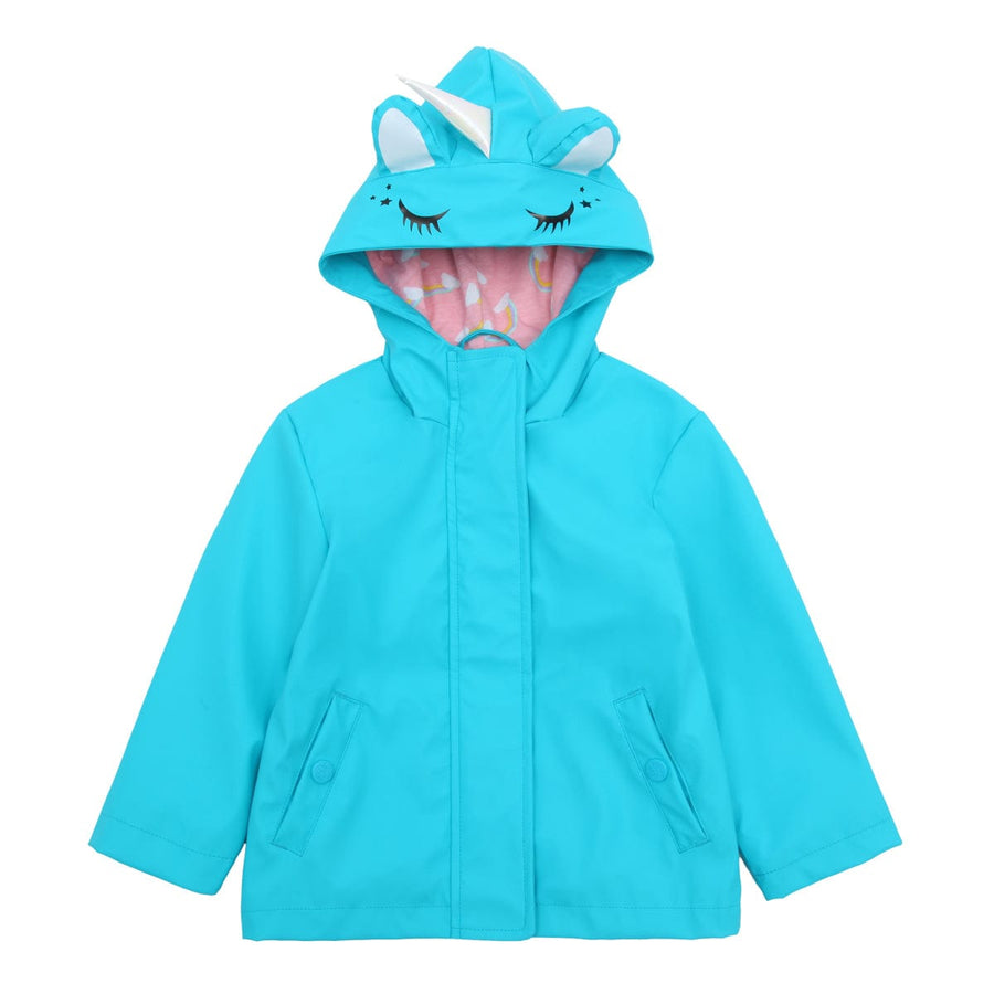 Girls' Waterproof Rubber Slicker Rain Jacket Rain Suits 2T / Teal Unicorn Rokka & Rolla