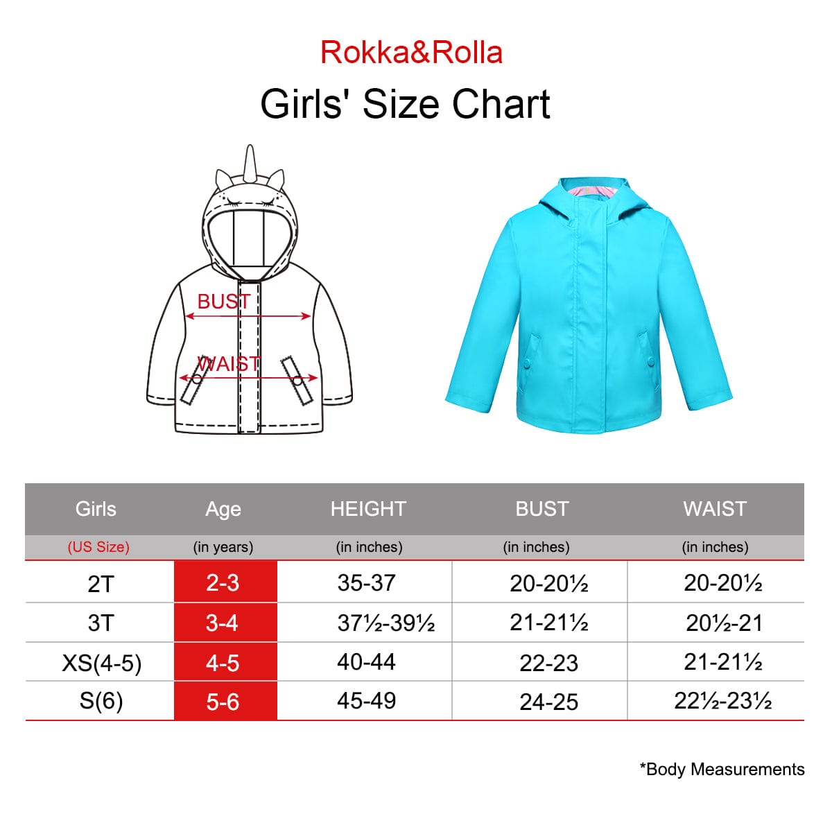Girls' Waterproof Rubber Slicker Rain Jacket Rain Suits Rokka & Rolla