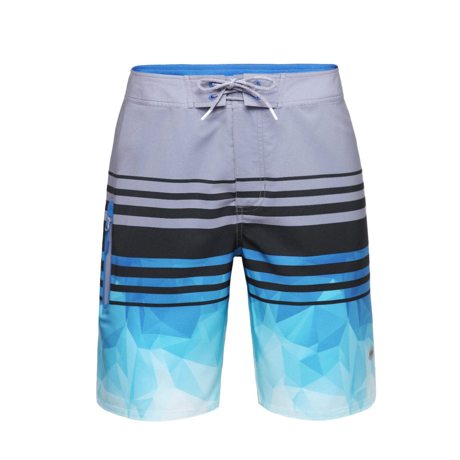 Men's 4-Way Stretch Beach Shorts S / Blue Geometry Rokka & Rolla