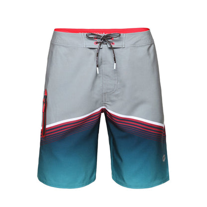 Men's 4-Way Stretch Beach Shorts S / Gray & Aqua Stripe Rokka & Rolla
