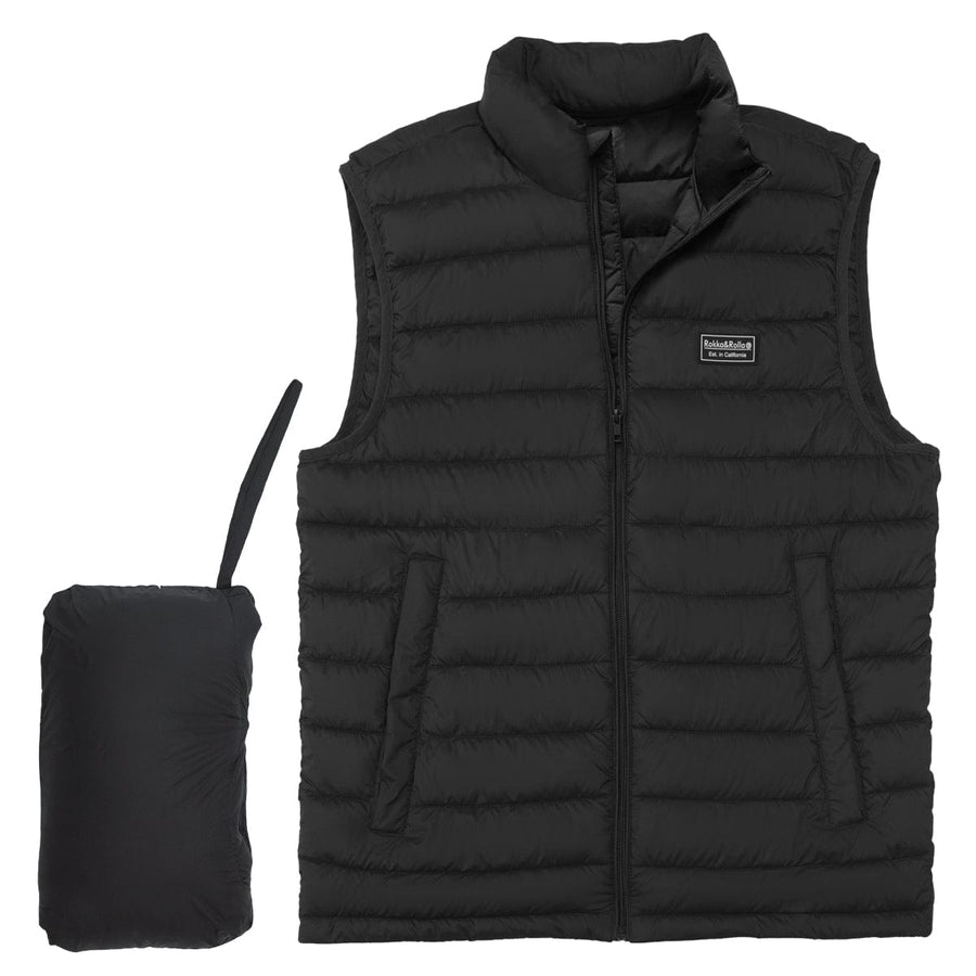 Men's Packable Puffer Vest Vests S / Black Rokka & Rolla