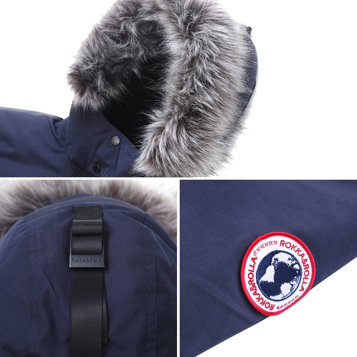 Men's Parka Jacket with Faux Fur Hood Rokka & Rolla