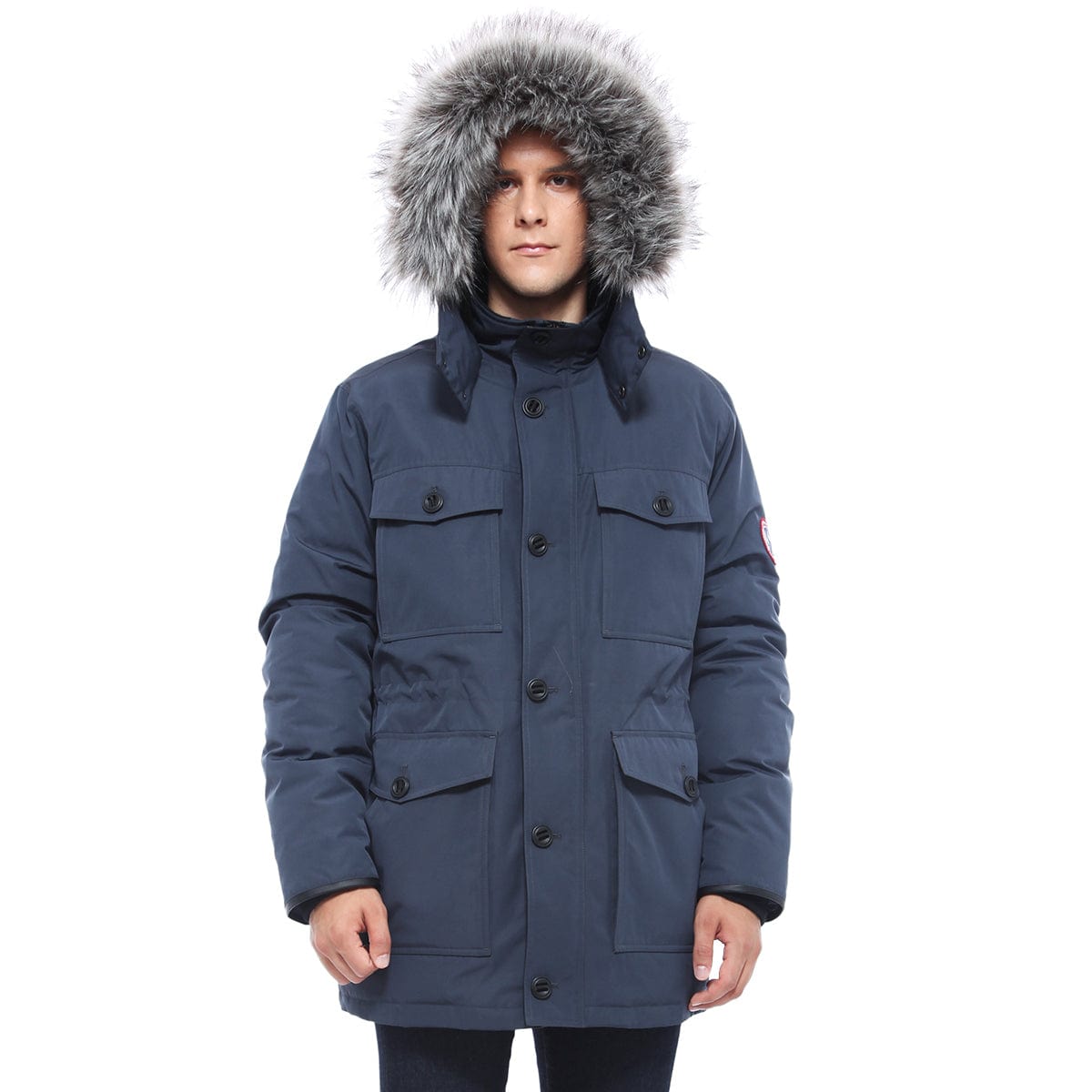 Men's Parka Jacket with Faux Fur Hood Rokka & Rolla