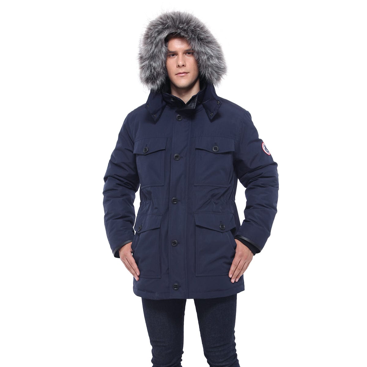 Men's Parka Jacket with Faux Fur Hood Rokka & Rolla