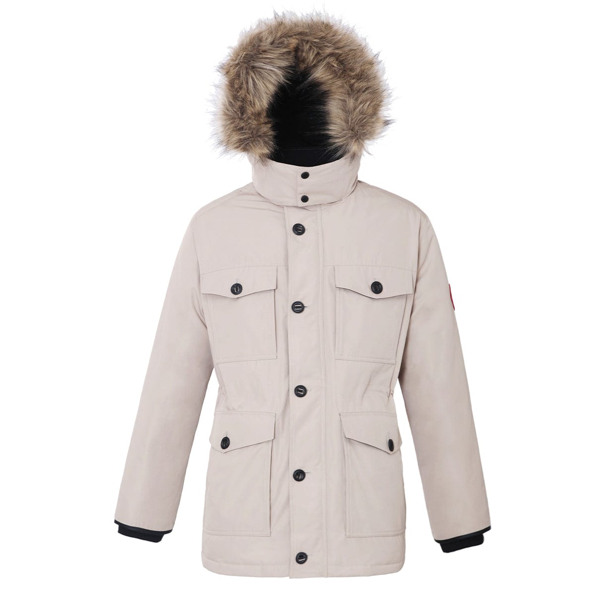 Men's Parka Jacket with Faux Fur Hood S / Birch Rokka & Rolla