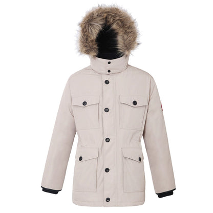 Men's Parka Jacket with Faux Fur Hood S / Birch Rokka & Rolla