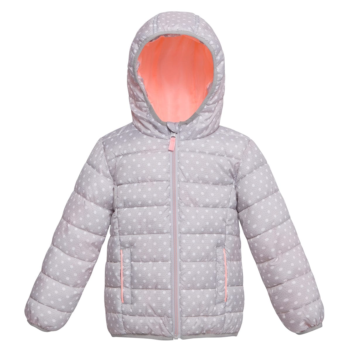 Toddler Girls' Lightweight Puffer Jacket Baby & Toddler Outerwear 2T / Light Gray Polka Dot Rokka & Rolla