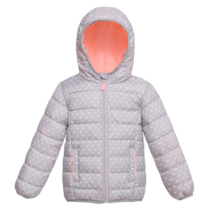 Toddler Girls' Lightweight Puffer Jacket Baby & Toddler Outerwear 2T / Light Gray Polka Dot Rokka & Rolla