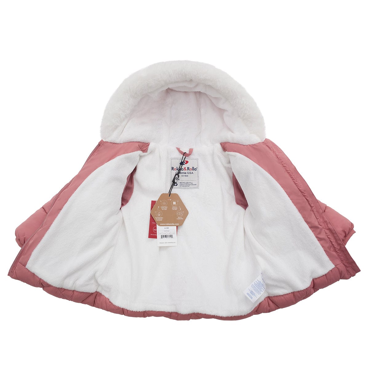 Toddler Girls' Soft Mini Fur Lining Hooded Puffer Jacket Baby & Toddler Outerwear Rokka & Rolla