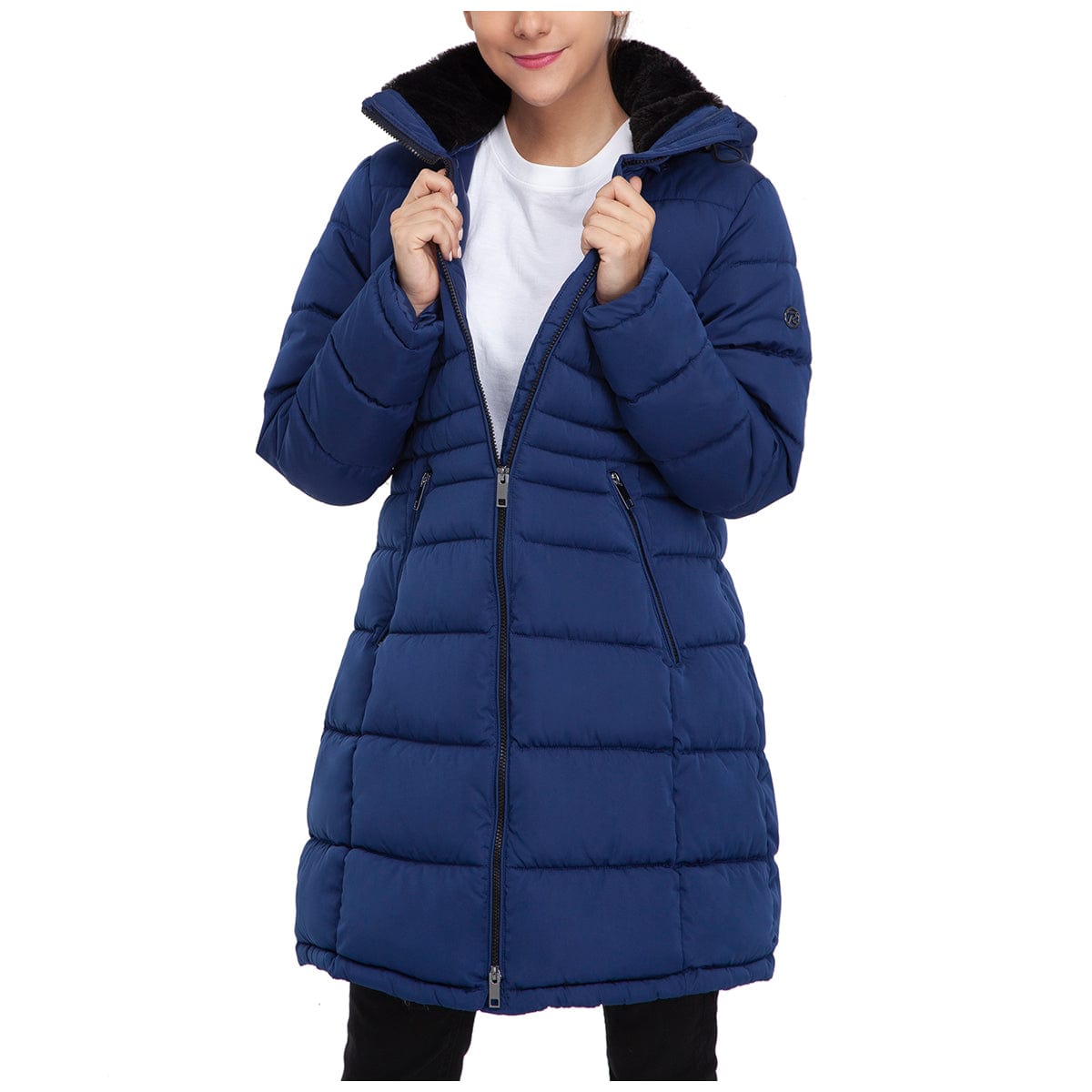 Navy blue long down coat hotsell