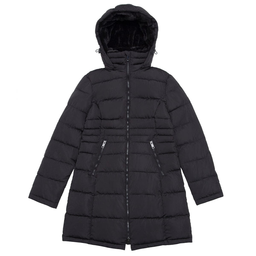 Rock the Coat - Black Long Hooded Puffer Jacket