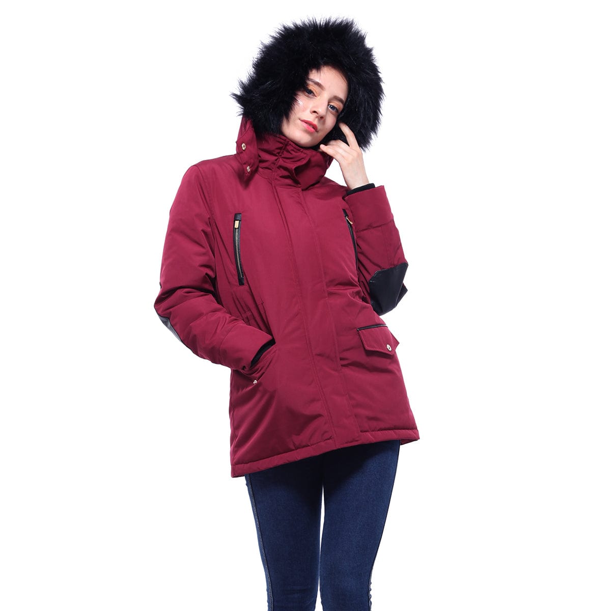 Women's Parka Jacket with Faux Fur Hood Rokka & Rolla
