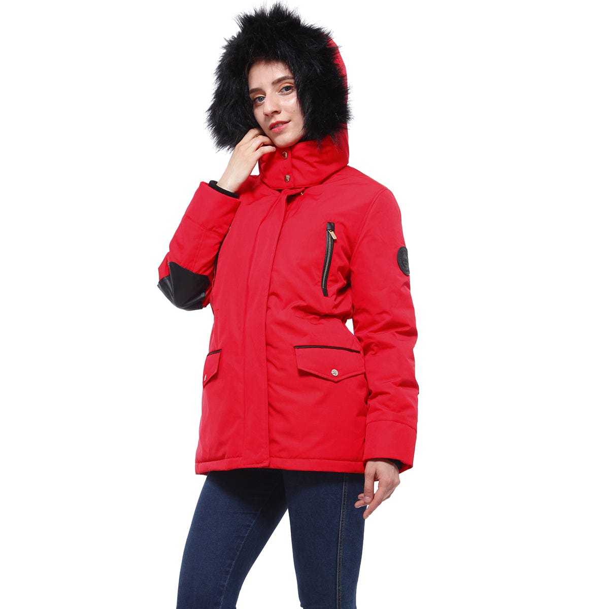 Women's Parka Jacket with Faux Fur Hood Rokka & Rolla